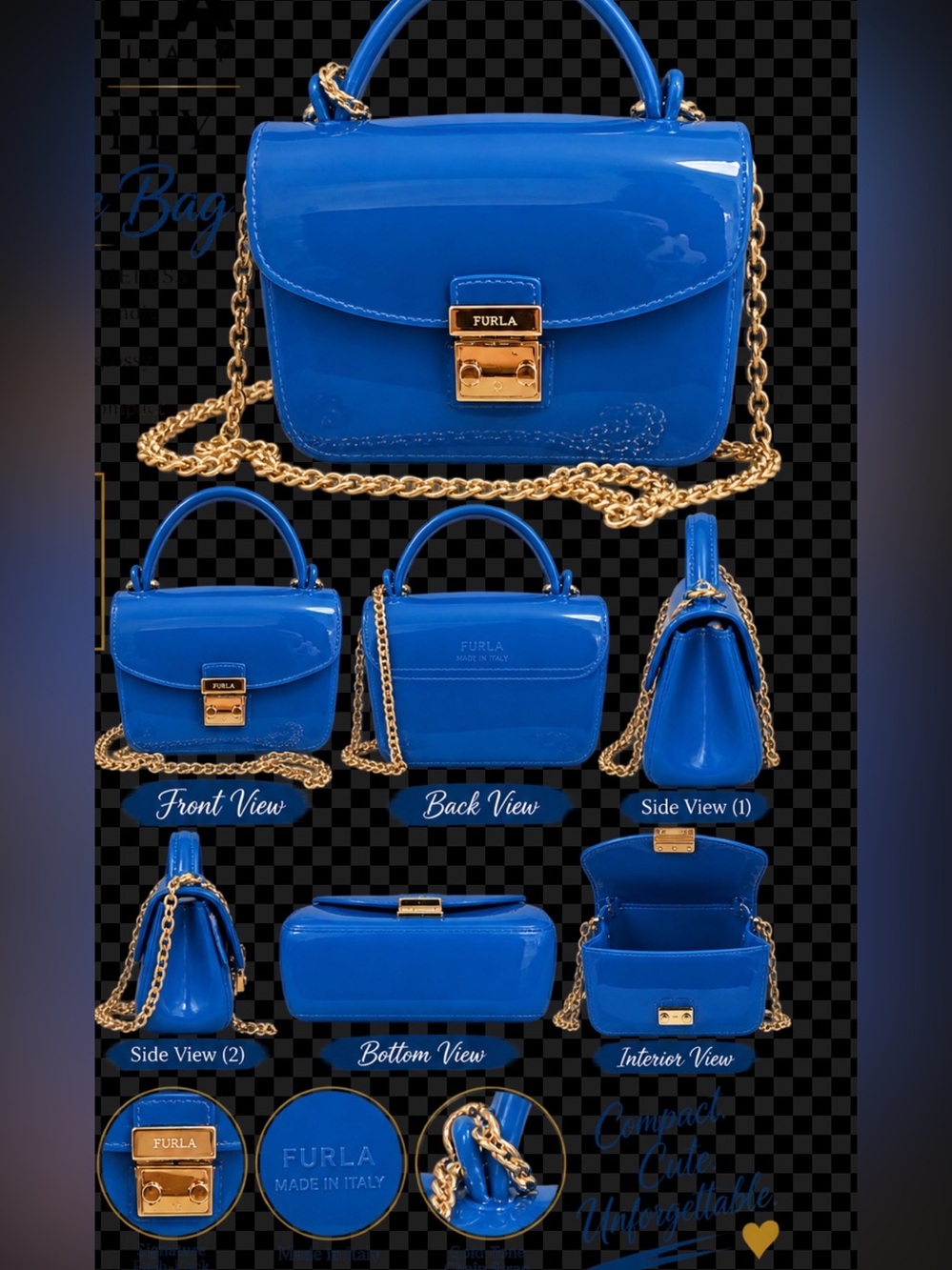 Furla Mini Jelly Top Handle Bag in Bright Blue - Picture 3 of 4